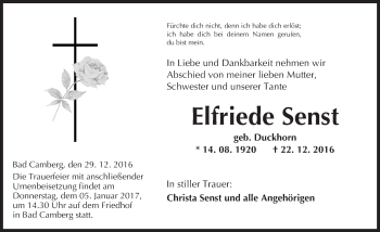 Traueranzeige von Elfriede Senst von  Camberger Anzeiger