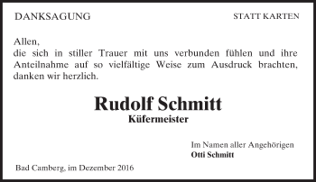 Traueranzeige von Rudolf Schmitt von  Camberger Anzeiger