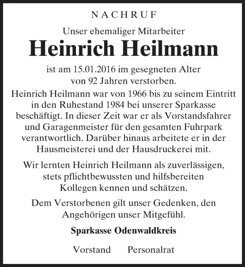  Traueranzeige für Heinrich Heilmann vom 03.02.2016 aus trauer.echo-online.de