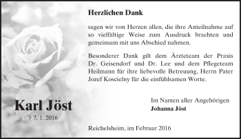 Traueranzeige von Karl Jöst von trauer.echo-online.de