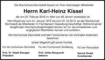 Traueranzeige von Karl-Heinz Kissel von trauer.echo-online.de