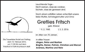 Traueranzeige von Gretlies Fritsch von trauer.echo-online.de