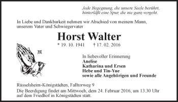 Traueranzeige von Horst Walter von trauer.echo-online.de