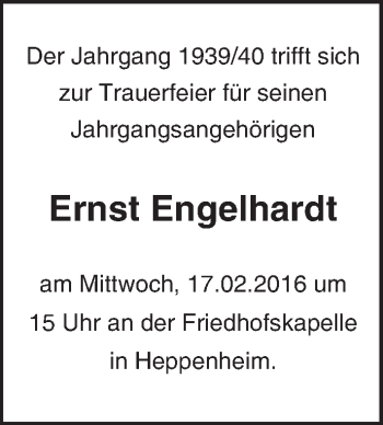Traueranzeige von Ernst Engelhardt von trauer.echo-online.de