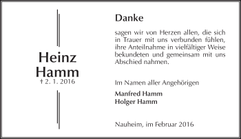 Traueranzeige von Heinz Hamm von trauer.echo-online.de