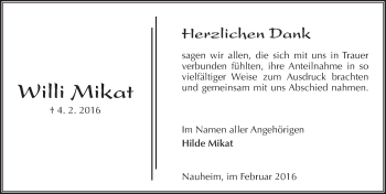 Traueranzeige von Willi Mikat von trauer.echo-online.de