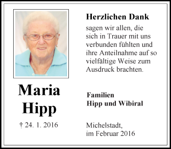 Traueranzeige von Maria Hipp von trauer.echo-online.de