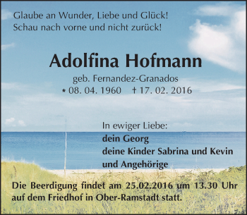 Traueranzeige von Adolfina Hofmann von trauer.echo-online.de