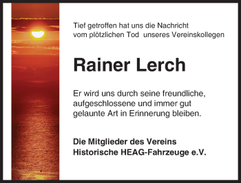 Traueranzeige von Rainer Lerch von trauer.echo-online.de