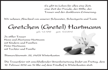 Traueranzeige von Gretchen  Hartmann von trauer.echo-online.de