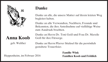 Traueranzeige von Anna Koob von trauer.echo-online.de