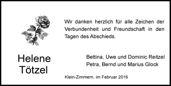 Traueranzeige von Helene Tötzel von trauer.echo-online.de
