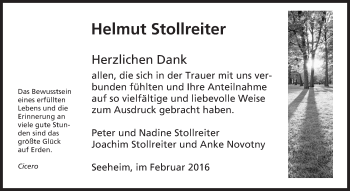 Traueranzeige von Helmut Stollreiter von trauer.echo-online.de