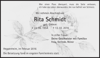 Traueranzeige von Rita Schmidt von trauer.echo-online.de