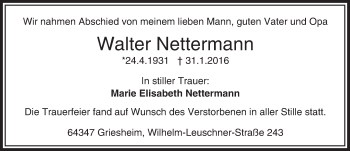Traueranzeige von Walter Nettermann von trauer.echo-online.de