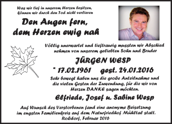 Traueranzeige von Jürgen Wesp von trauer.echo-online.de