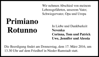 Traueranzeige von Primiano Rotunno von trauer.echo-online.de