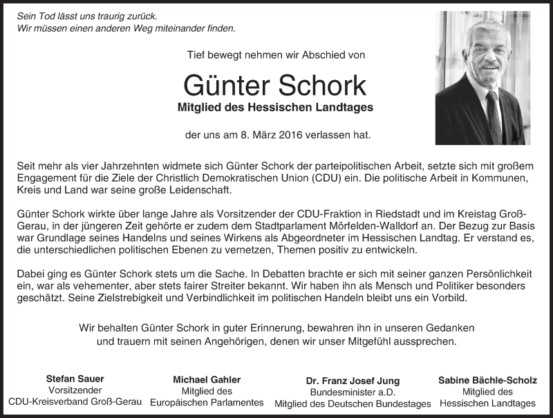  Traueranzeige für Günter Schork vom 12.03.2016 aus trauer.echo-online.de