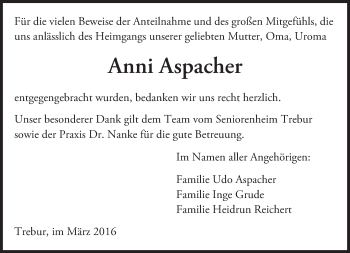Traueranzeige von Anni Aspacher von trauer.echo-online.de