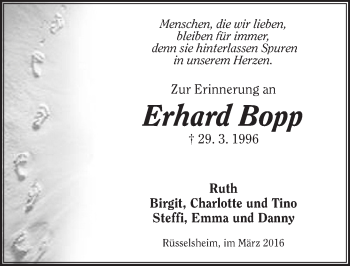 Traueranzeige von Erhard Bopp von trauer.echo-online.de