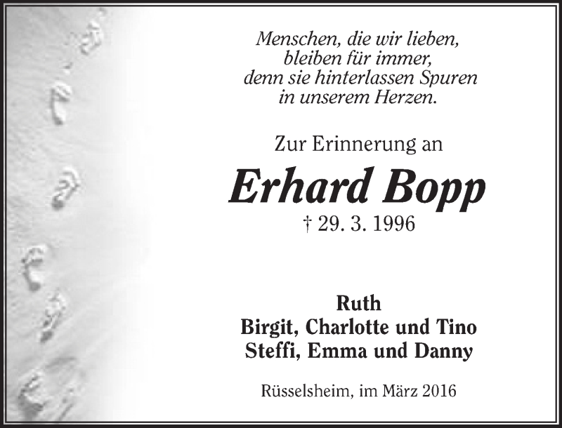  Traueranzeige für Erhard Bopp vom 29.03.2016 aus trauer.echo-online.de