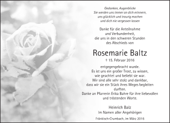 Traueranzeige von Rosemarie Baltz von trauer.echo-online.de