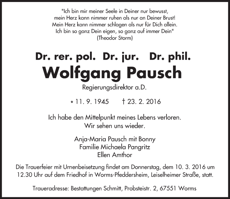  Traueranzeige für Wolfgang Pausch vom 05.03.2016 aus trauer.echo-online.de