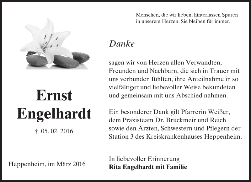  Traueranzeige für Ernst Engelhardt vom 07.03.2016 aus trauer.echo-online.de