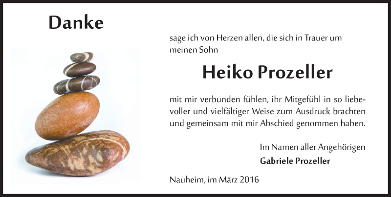 Traueranzeige für Heiko Prozeller vom 24.03.2016 aus trauer.echo-online.de