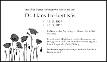 Traueranzeige von Hans Herbert Käs von trauer.echo-online.de