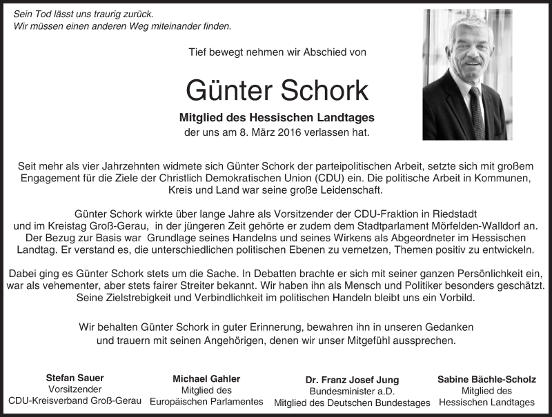  Traueranzeige für Günter Schork vom 12.03.2016 aus trauer.echo-online.de