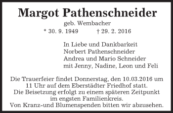 Traueranzeige von Margot Pathenschneider von trauer.echo-online.de