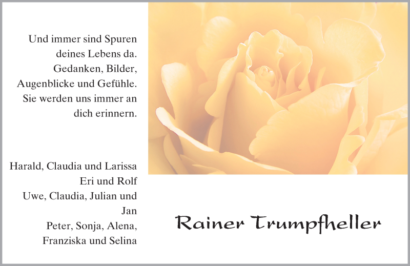  Traueranzeige für Rainer Trumpfheller vom 19.03.2016 aus trauer.echo-online.de