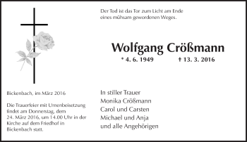 Traueranzeige von Wolfgang Crößmann von trauer.echo-online.de