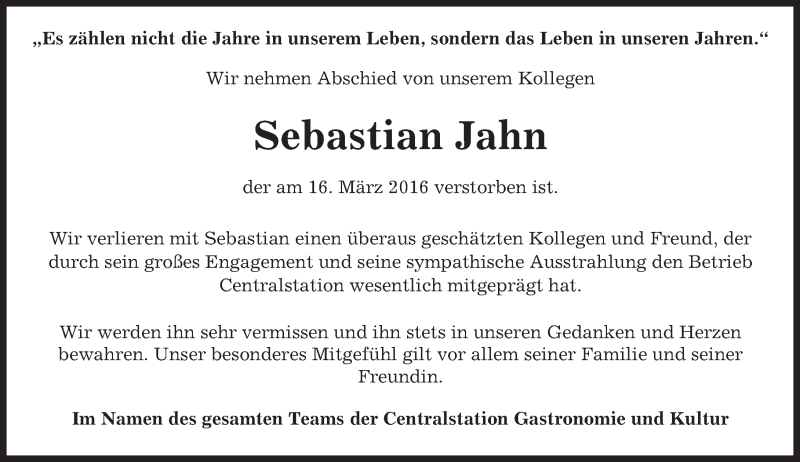  Traueranzeige für Sebastian Jahn vom 23.03.2016 aus trauer.echo-online.de