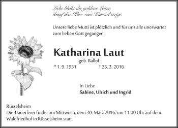 Traueranzeige von Katharina Laut von trauer.echo-online.de