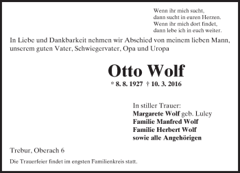 Traueranzeige von Otto Wolf von trauer.echo-online.de