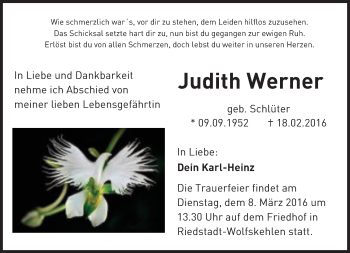 Traueranzeige von Judith Werner von trauer.echo-online.de