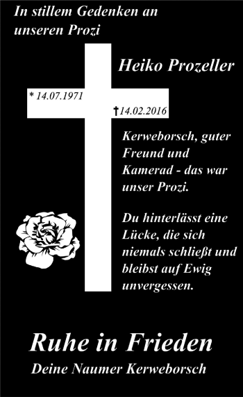 Traueranzeige von Heiko Prozeller von trauer.echo-online.de