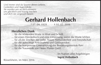 Traueranzeige von Gerhard Hollenbach von trauer.echo-online.de