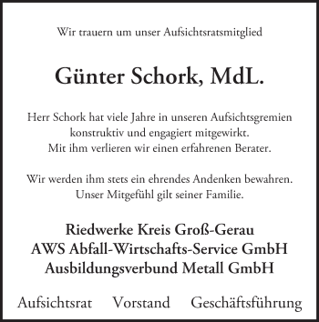 Traueranzeige von Günter Schork von trauer.echo-online.de