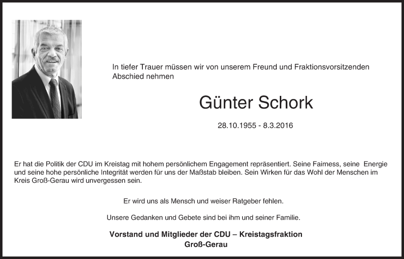  Traueranzeige für Günter Schork vom 12.03.2016 aus trauer.echo-online.de