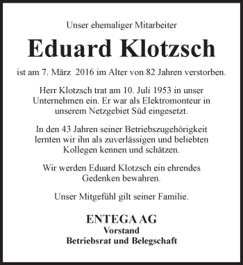Traueranzeige von Eduard Klotzsch von trauer.echo-online.de