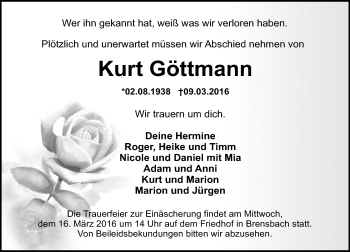 Traueranzeige von Kurt Göttmann von trauer.echo-online.de
