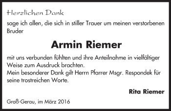 Traueranzeige von Armin Riemer von trauer.echo-online.de