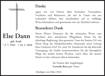 Traueranzeige von Else Dann von trauer.echo-online.de