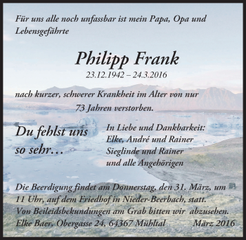 Traueranzeige von Philipp Frank von trauer.echo-online.de
