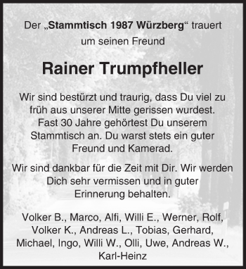 Traueranzeige von Rainer Trumpfheller von trauer.echo-online.de