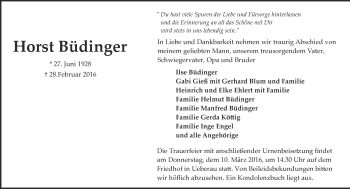 Traueranzeige von Horst Büdinger von trauer.echo-online.de
