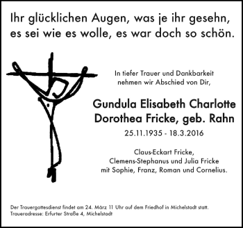 Traueranzeige von Gundula Elisabeth Fricke von trauer.echo-online.de